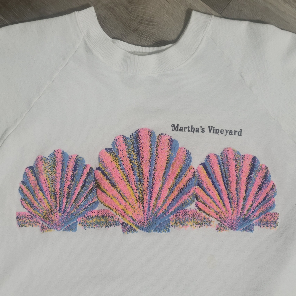 Vintage Martha's Vineyard Sea Shell Sweatshirt XL Screen Stars Coastal Preppy